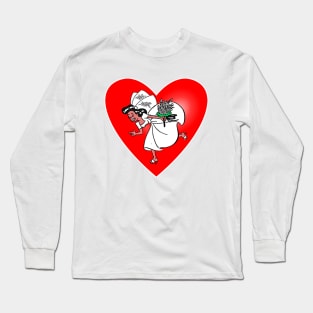 Woman in a wedding dress and red heart Long Sleeve T-Shirt